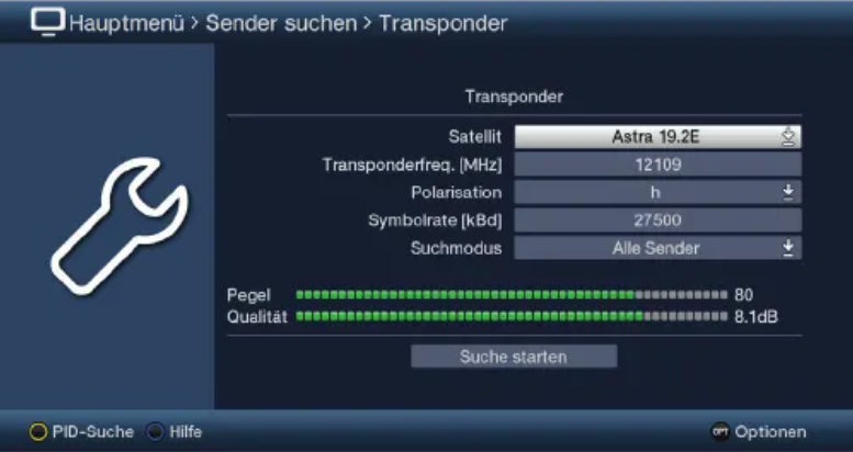 Guide to setting up a Technisat S5 and S6 HD Satellite Receiver for German TV on Astra 1